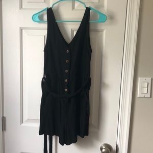 Pink Lily black romper with tie